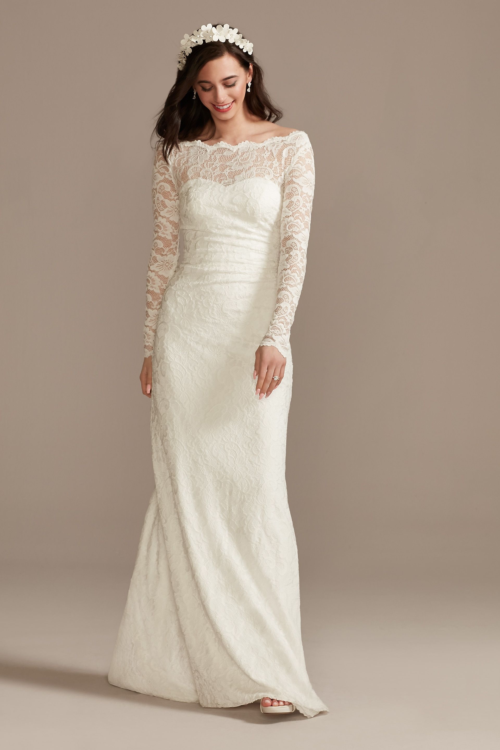 Picture of Stretch Lace Long Sleeve Sheath Wedding Dress